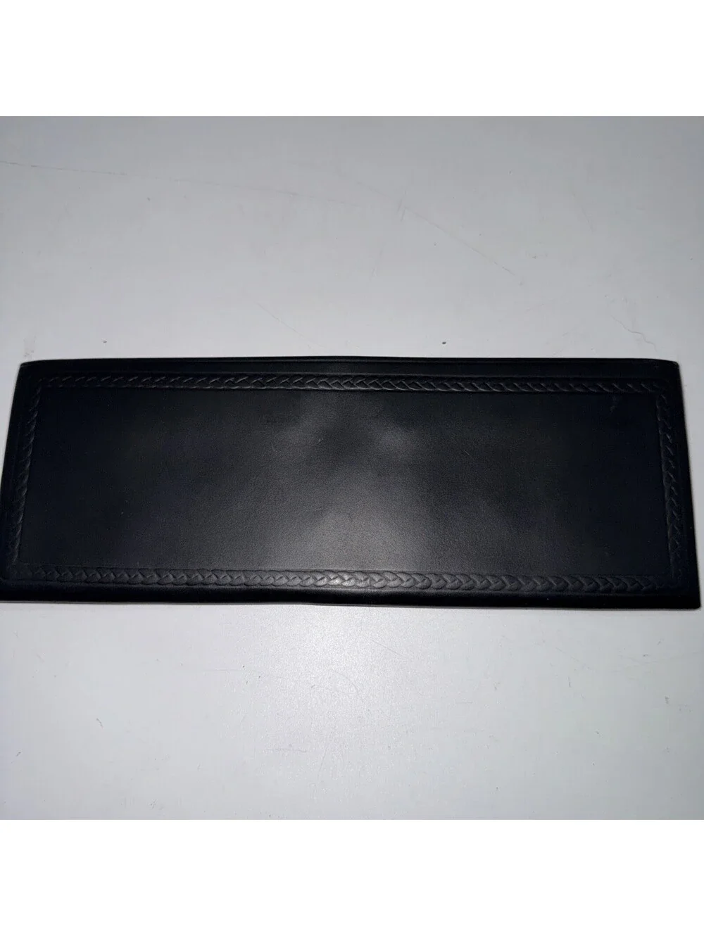 Vintage Men's Bifold Black Leather Wallet Calf Leather Embossed Trim